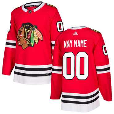 Mens Chicago Blackhawks Custom Red Home Adidas Stitched NHL Jersey